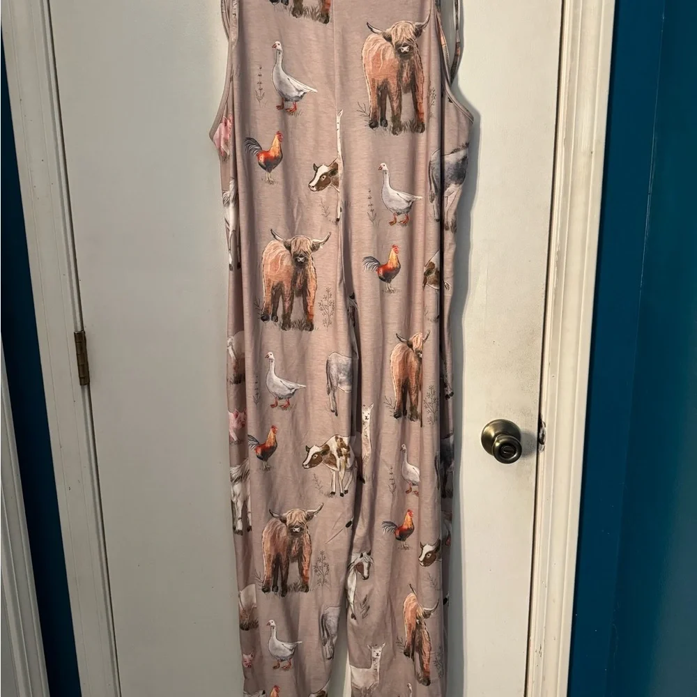 Women’s Farm Animal Print Jumpsuit - Picture 3 of 3